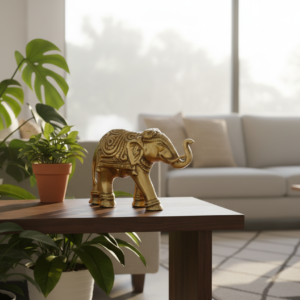Brass Elephant Idol 6 Inch