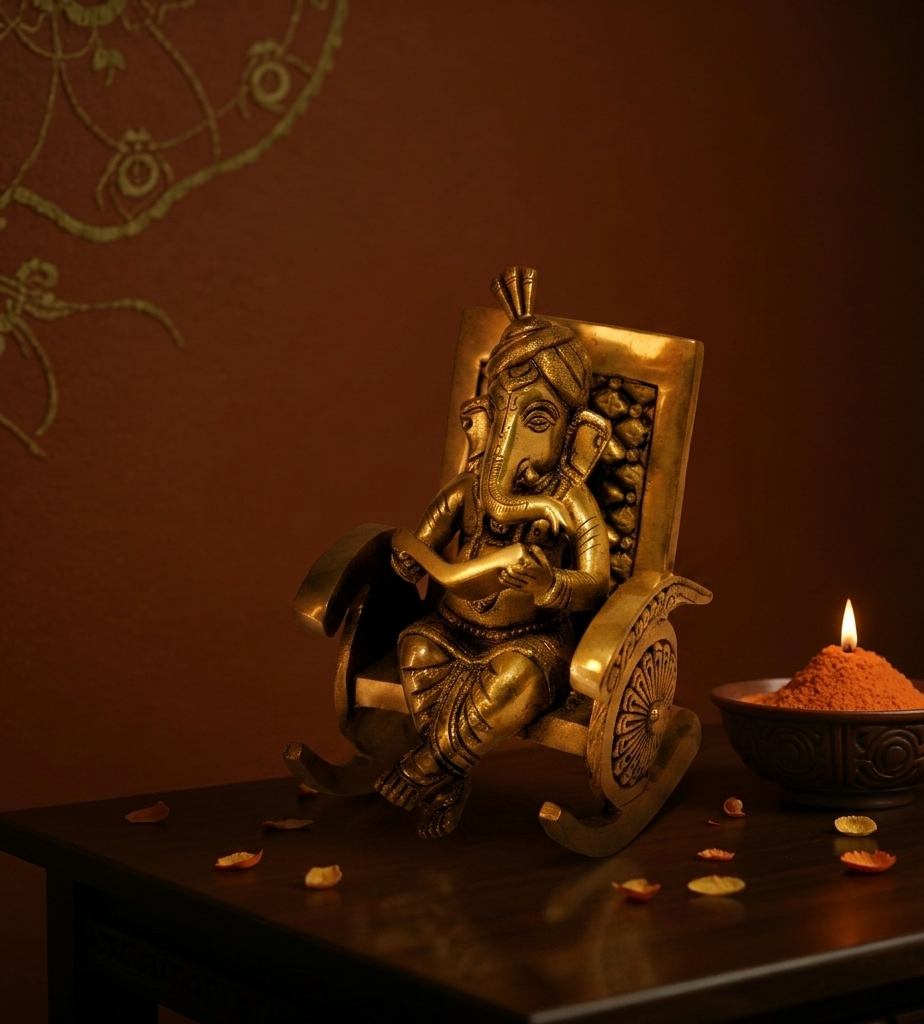 Brass Chair Ganesh 4.7 Inch 1 Brass Chair Ganesh 4.7 Inch