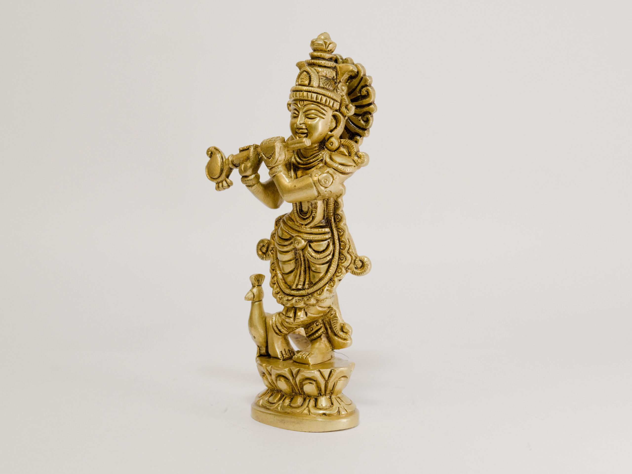 Brass Krishna Playing Flute Idol 7 Inch 2 Brass Krishna Playing Flute Idol 7 Inch - Image 2