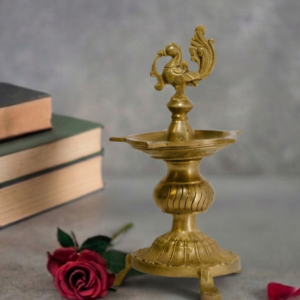 Brass Peacock Lamp 9 Inch