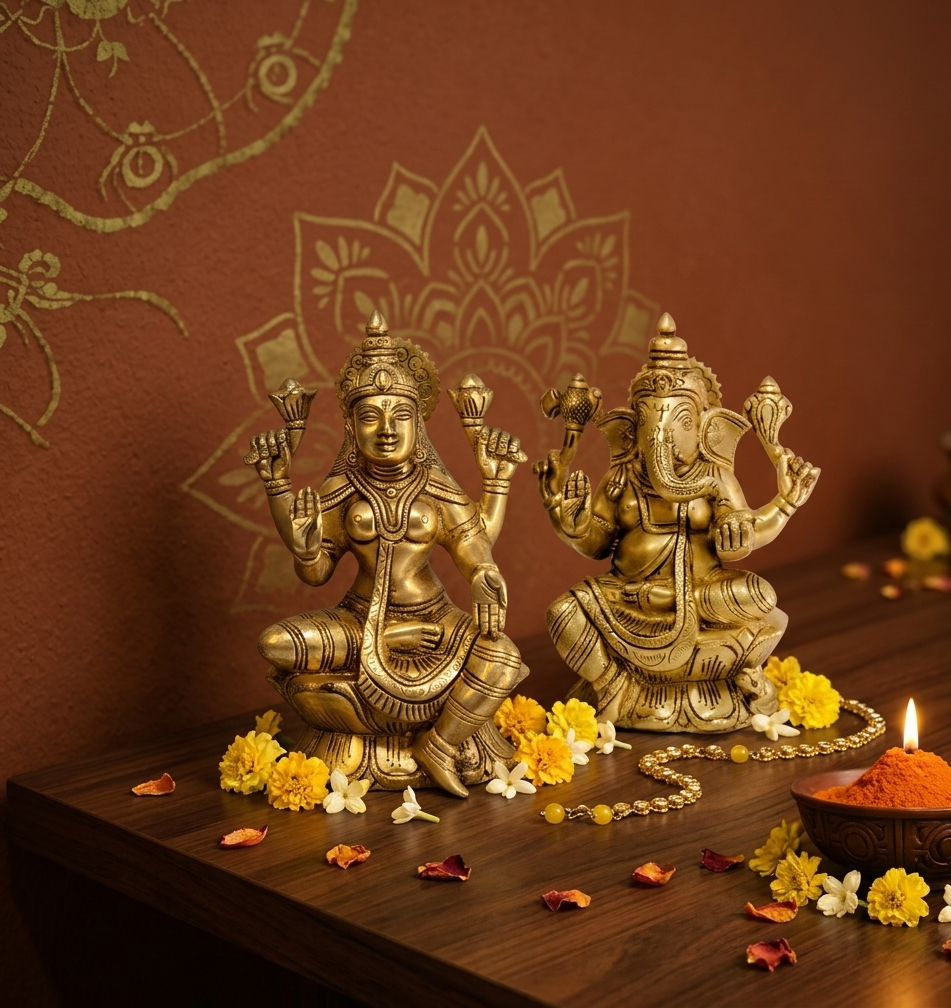 Brass Ganesh Lakshmi Idol Set 8 Inch 1 Brass Ganesh Lakshmi Idol Set 8 Inch
