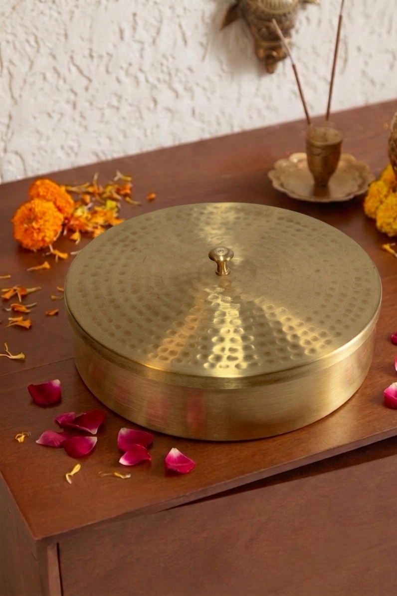 Brass Masala Box 8 Inch Hammered 1 Brass Masala Box 8 Inch Hammered
