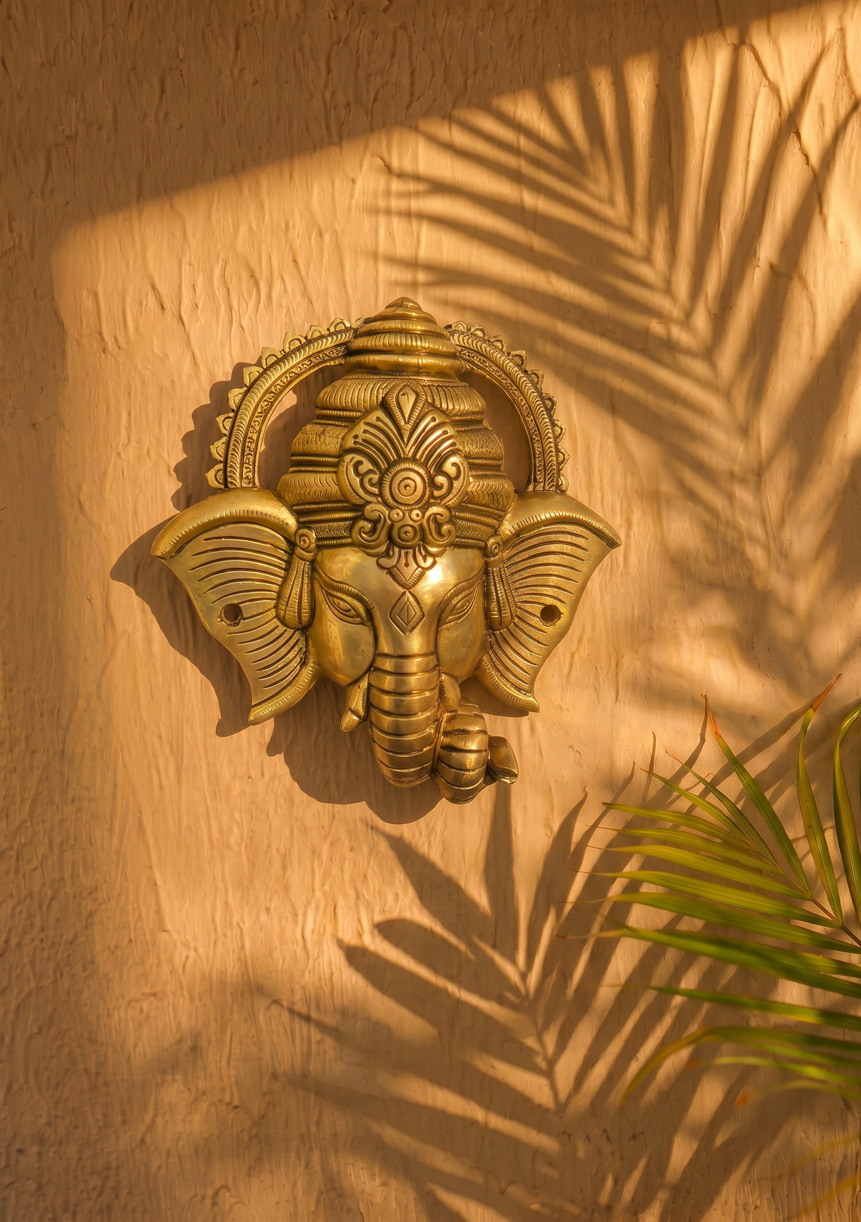 Brass Ganesh plate 7 Inch 1 Brass Ganesh plate 7 Inch