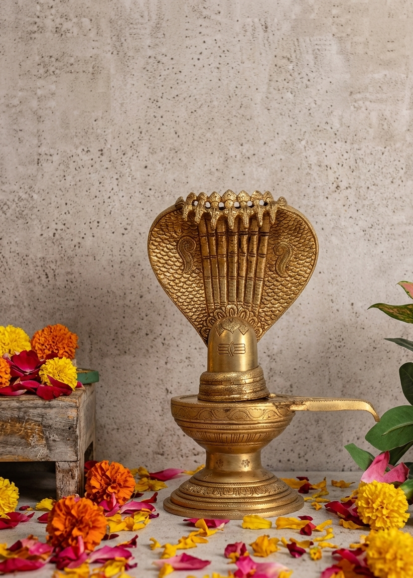 Brass Shivling Idol 13 Inch 1 Brass Shivling Idol 13 Inch