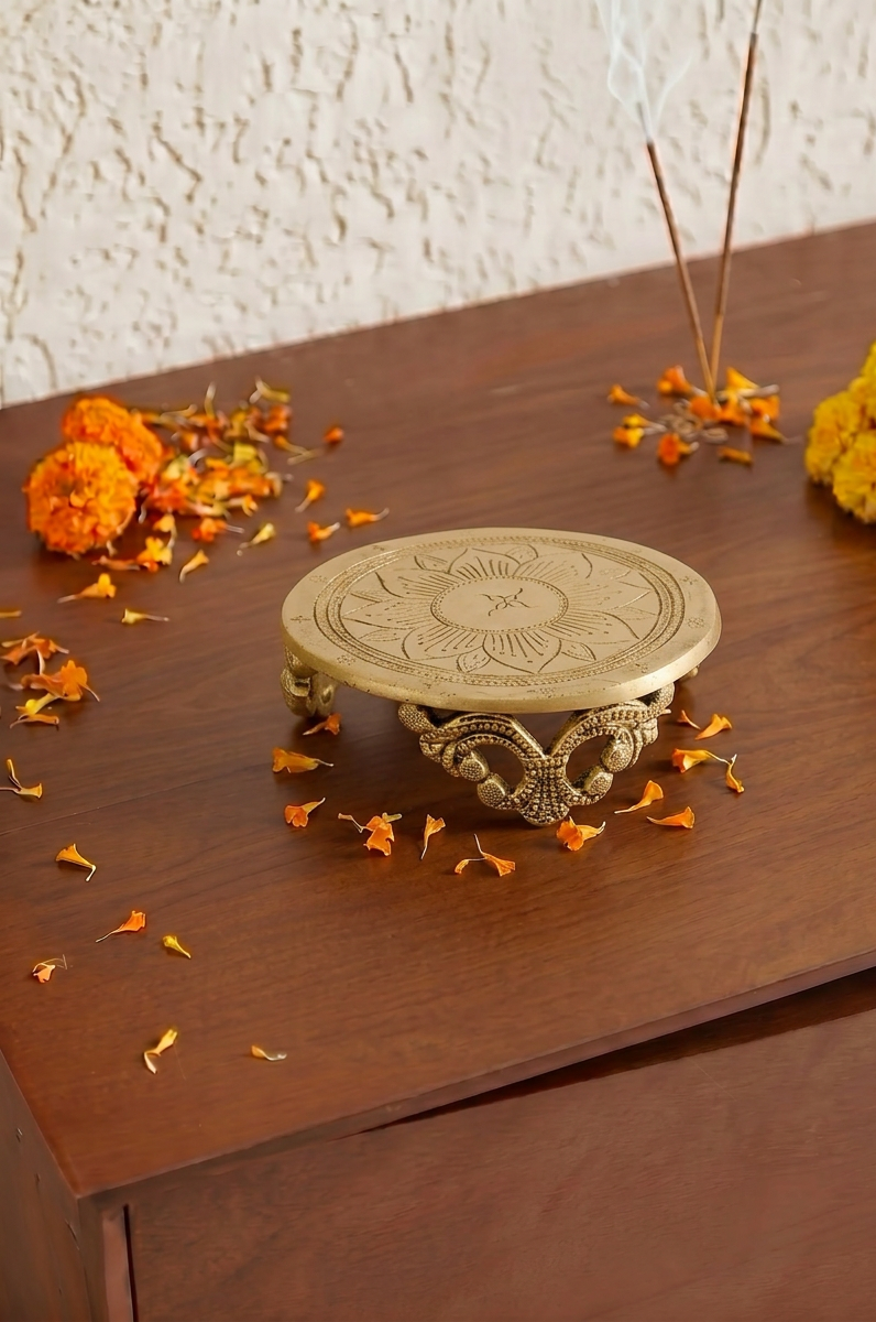 Brass Lotus Table 5 Inch 1 Brass Lotus Table 5 Inch